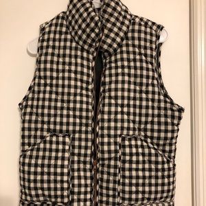 Black and Cream buffalo plaid puffy vest